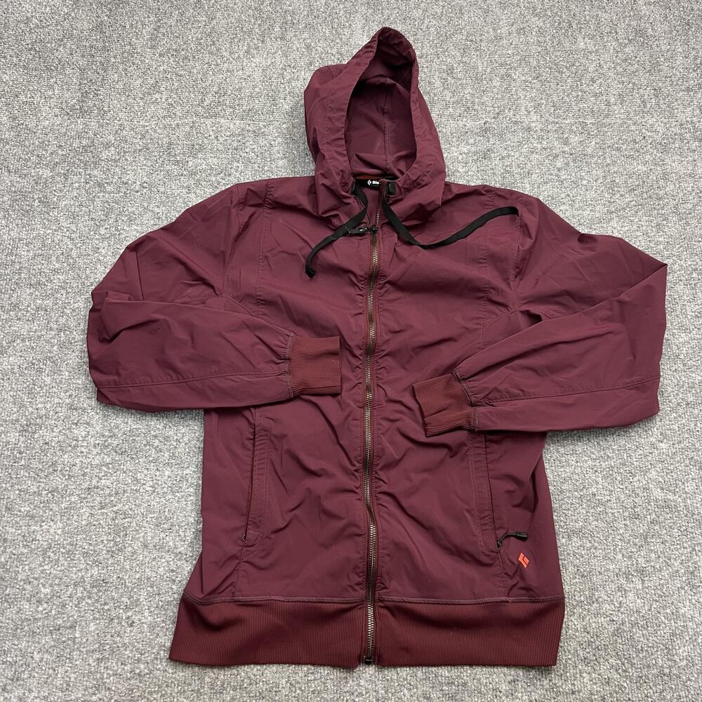 Black Diamond Jacket Womens Small Burgundy Hooded Zip Windbreaker Nylon